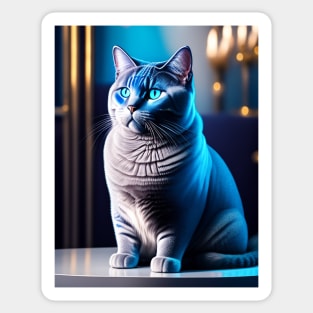 Add Some Furry Blue Fun to Your Life with British Shorthair Art Sticker